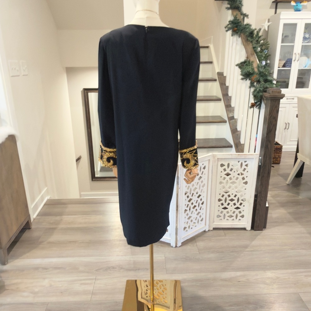 Vintage Bob Mackie Evening Black Dress with Gold Beaded Appliqué | Size 12 - Picture 11 of 11